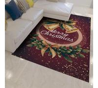 WEECHAINGE Noël Fantasy Luxe 60x120cm Tapis Couronne Cloche décoration en Houx Grande Moquette Lavable paillasson Fin à Poil Bas pour entrée Cuisine