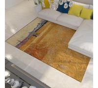WEECHAINGE Ocre doré Lavable Tapis 180x240cm Grand Impressionniste Champ de Blé Paysage Salon Doux Vintage Chambre Antidérapant Poils Bas pour Salle à Manger Entrée Dortoir