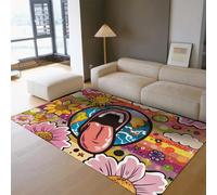 WEECHAINGE Paillasson Pop Art 80x150cm Petit Tapis de Chambre sans Perte de Fleurs & Cosmique Tapis d’Intérieur Ultra-Mince pour Entrée Cuisine Coloré