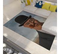 WEECHAINGE René Magritte Bonne Foi oeuvre d Art Imprimer Tapis 60x120cm Minces pour Salon Chambre Bureau Vintage surréaliste Chapeau Melon Homme avec Pipe sur Le Visage Non Perte Facile à Nettoyer