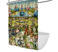 WEECHAINGE Rideau de Douche de Style Hieronymus Bosch Le Jardin des délices terrestres Œuvres d’Art Classiques Imprime Rideau de Bain pour la décoration de Salle de Bain à la Maison W180xL200cm