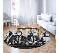WEECHAINGE Rouille Noir Gris Rond Tapis Lavable en Machine Salon Chambre Salle de Bain de Cuisine Entrée Bureau Poils Ras Résistant aux Taches Graffiti Urbain Vintage 240cm