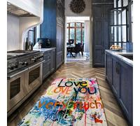 WEECHAINGE Salon Grands Tapis Lavable en Machine 200x300cm pour Chambre Rue Graffiti Vintage Antidérapant Tapis Coloré pour Chambre Imprimer « Je t’Aime Beaucoup »