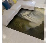 WEECHAINGE Snow Mountain Tapis Salon Sunset Valley Paysage Terrasse carpette pour la Chambre Décoration intérieure Descente de lit antidérapants lavables à Poils Courts Forêt Verte Nature 60x90cm