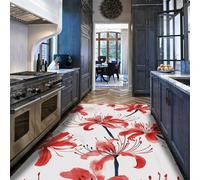 WEECHAINGE Tapis 100x150cm à thème Oriental Art Abstrait carpette Fleurs de lys Rouges d araignée Salon Descente lit Doux antidérapant Lavable Poils Courts pour Chambre Entrée Bureau Appartement du