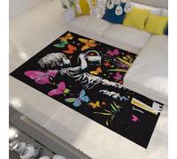 WEECHAINGE Tapis 100x150cm antidérapant Lavable Love Letters carpette à Motif Papillon pour Salon Graffiti Boy Design avec arrosage Descente de lit Fleuri résistants aux Taches faciles Nettoyer et