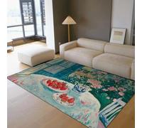 WEECHAINGE Tapis 100x150cm de Style impressionniste Natures mortes Florales à la Fraise carpette Modernes pour Le Salon Vue sur Jardin extérieure fenêtre décoration Artistique esthétique Descente et