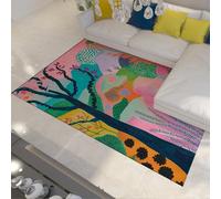 WEECHAINGE Tapis 100x150cm Lavable pour Salon carpette antidérapants Confortables Chambre et Salle à Manger Descente de lit Douce Facile Entretenir Poil Court Art Abstrait Contemporain coloré la