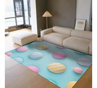WEECHAINGE Tapis 100x150cm pour Le Salon Chambre Boules Rondes colorées carpette imprimé en 3D Descente de lit Doux et Lavable Bleu antidérapant Maternelle Salle Classe intérieur à Poils Courts du