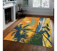 WEECHAINGE Tapis 120x150cm antidérapants Salon Île Tropicale Plage océanique carpette paysager Descente de lit Pop Art Modern nurserie Lavable Doux à Poils Bas pour terrasse d entrée Salle Jeux