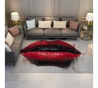 WEECHAINGE Tapis 120x150cm d Art Graffiti pour Chambre carpette à lèvres Rouges imprimés en 3D Descente de lit Moderne et la Mode Rue Femme Décoration intérieure Salon antidérapants lavables Machine