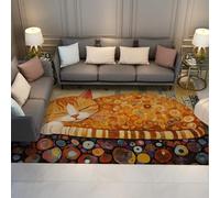 WEECHAINGE Tapis 120x180cm antidérapants Salon Petit carpette de Chat pour Chambre Descente lit Sol Marron à Motif Animal Mignon Velut Bas Doux Lavable intérieure Douillette la Cuisine Étude du