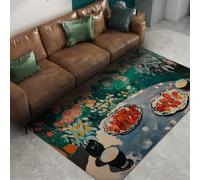 WEECHAINGE Tapis 120x180cm de Jardin Campagne Table à Manger Imprimés Fruits Fraises carpette d Accent Lavable pour Balcon Descente lit impressionniste Fleuri antidérapant Facile Nettoyer Appartement