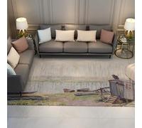 WEECHAINGE Tapis 140x200cm de paysages côtiers ruraux Célèbre Peinture pour la Zone carpette à Poil Court antidérapant avec Dos Descente lit Salon Chalet Rustique Campagne Sol Doux et Anti dégagement