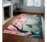 WEECHAINGE Tapis 140x200cm en Fleurs de Cerisier pour la Chambre carpette Papillons Roses Floraux Accessoires Salon Art Romantique Conte fées Décoration d entrée Descente lit antidérapant Doux à Poil