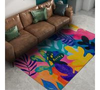 WEECHAINGE Tapis 160x200cm à Feuilles géométriques carpette Plantes abstraites Simples colorées Descente de lit antidérapant Doux et lavables pour Chambre pépinière Art Contemporain décoration du