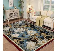WEECHAINGE Tapis 160x200cm Fleuri Traditionnel Motif de Fleurs vibrantes carpette Bleu Blanc Luxe Grand pour Salon Décoration bohème Douce à Poils Courts Bohèmes Descente lit Sol Chambre Bureau