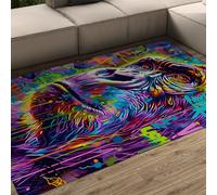 WEECHAINGE Tapis 160x200cm Graffiti coloré Aquarelle Grands carpette Animal de Salon Descente lit antidérapante pour la Zone Couchage Pop Art Moderne Cuisine Sofa Bureau