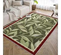 WEECHAINGE Tapis 160x230cm antidérapant Green Leaf Feuilles de Plante abstraites imprimées carpette Chambre Descente lit lavables Doux à Poil Bas Style Aquarelle Tropicale Sol pour Salle Manger