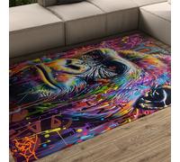 WEECHAINGE Tapis 180x240cm Gorilla pour Salon Pop Art carpette de Chambre à Motif animaliste Descente lit coloré Graffiti Salle Jeux Ferme Sol Lavable intérieur Antidérapant et Poil Bas décoration l