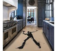 WEECHAINGE Tapis 180x240cm minimalistes Modernes Salon Art Graffiti carpette Noir et Beige Garçon Romantique Tenant Un Bouquet Descente de lit à Motif Lavable Vintage antidérapants Poils Courts pour