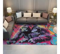 WEECHAINGE Tapis 180x270cm lavables à la Machine Salon Grands carpette pour Chambre Descente de lit Graffiti Couleur Animal Gorilla Style Hip hop antidérapant Moelleuse entrée Restaurant