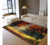 WEECHAINGE Tapis 180x270cm lavables Salon Large Sentier forestier d Automne carpette à Feuilles Descente de lit décors naturels pour la Chambre antidérapant Lavable et Grand Doux l entrée