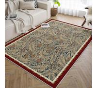 WEECHAINGE Tapis 180x270cm Marron à Motifs Floraux pour Salon carpette Lavable la Machine Descente de lit Doux Poils Courts Chambre Cuisine Imprimé Vintage Traditionnel résistant aux Taches