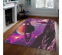 WEECHAINGE Tapis 180x270cm Violet carpette nurserie planète de l Espace Descente lit mystérieux Ciel étoilé Salon Sol Doux et Non détaché Facile à Nettoyer Douillet Lavable pour Appartement