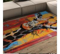 WEECHAINGE Tapis 200x300cm antidérapant Girafe décoration intérieure carpette Animaux drôles Descente de lit pour Salon Texture Bois colorés lavables Chambre intérieurs à Poils Bas