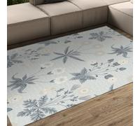 WEECHAINGE Tapis 200x300cm Bleu Clair Salon carpette Lavable pour Chambre Descente de lit antidérapant Gris Fleuri intérieur extérieur Anti détachage résistant aux Taches Cuisine Patio Balcon