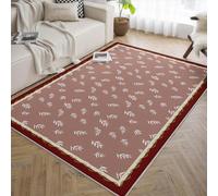 WEECHAINGE Tapis 200x300cm botanique Simple Lavable Surface Plante de fougère carpette à Feuilles Blanches pour Salon Descente lit antidérapants Poils Courts et Doux la décoration Chambre