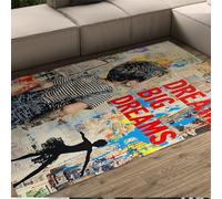WEECHAINGE Tapis 200x300cm Graffitis colorés Citations inspirantes Big Dream Cute Boys Imprimé carpette pour la Chambre Art de Rue Descente lit Lavable Douce et Facile à Nettoyer Le Salon Bureau