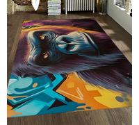 WEECHAINGE Tapis 200x300cm Style Anime pour Couloir Dessin Animal Gorille carpette 3D à Motif d Sauvage Descente de lit Accent Lavable Doux Pliable Douillet avec Un Dos antidérapant Le Salon
