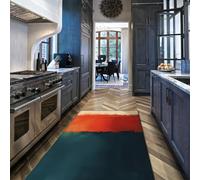 WEECHAINGE Tapis 60x120cm Salon Couleur Abstraite Dégradé de Couleurs Antidérapant carpette Doux à Poil Bas Descente lit Facile Peine texturé Rouge et Noir Style Milieu du siècle pour Couloir