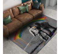WEECHAINGE Tapis 60x90cm Gris Salon Espace Art de Rue carpette Jeunesse Peinture à la Bombe Descente lit Chambre Lavable Graffiti Paillassons antidérapants Arc en Ciel Doux Moderne Design pour