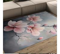 WEECHAINGE Tapis 80x150cm décoratif Cherry Blossom carpette et décorations Florales Rose en Fleurs Descente de lit intérieure Douce Lavable Style Japonais pour Salon Chambre