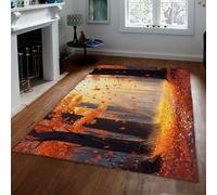 WEECHAINGE Tapis 90x150cm d Automne Forêt Salon carpette naturels pour la Chambre Feuilles érable Tombantes Décoration Paillassons Esthétique Moderne Descente de lit antidérapante Lavable dans Le