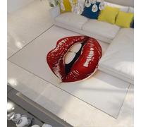 WEECHAINGE Tapis 90x150cm Funky pour la Chambre Red Lips Carpet Modern Pop Art Grand carpette Salon Descente de lit Blanc Doux antidérapant Lavable Design créatif à Motifs imprimés en 3D et