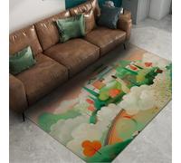 WEECHAINGE Tapis 90x150cm lavables pour Filles Chambre carpette Green Castle Descente de lit Contes fées Le Salon antidérapante Lavable Douce Grande la d Enfant à Motifs Dessins animés et décoration