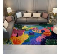 WEECHAINGE Tapis 90x150cm Ultra Doux carpette lavables à la Machine Salon Fauvisme Forêt Descente de lit avec arrière antidérapant Anti dégagement pour Chambre Cuisine Couloir Décoration Bureau