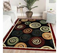 WEECHAINGE Tapis à géométrie en Spirale Cercle Abstraite 180x270cm Moquette Moderne du Milieu du siècle sans Perte de Poils et Facile d’Entretien pour Les Zones très fréquentées dans Le Salon