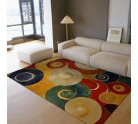 WEECHAINGE Tapis Abstrait tourbillonnant pour Chambre 160x200cm Tapis géométriques en Cercle coloré Moquette Luxueuse antidérapante à Poil Bas Lavable pour l’étude du Salon