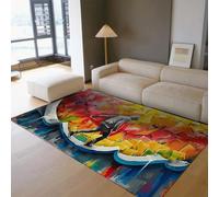 WEECHAINGE Tapis Art de Graffiti de Rue 100x150cm Design créatif Style Hip-hop Tapis de Sol coloré Tapis Pliant Doux à Poil Bas Lavable pour Salon Studio