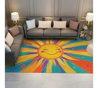 WEECHAINGE Tapis bohème coloré 100x150cm Tapis antidérapant Doux et Doux et Lavable Tapis Abstrait Arc-en-Ciel à Motif Soleil pour la Chambre Maternelle entrée Salle de Classe