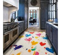 WEECHAINGE Tapis d’Art Abstrait Jaune Bleu 60x120cm Coeur d’Amour Tapis de Salon colorés Chambre à Coucher Décors de Maison lavables en Machine Tapis de Sol pour décor de Vacances