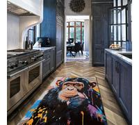 WEECHAINGE Tapis de Salon 120x150cm Street Art Tapis Graffiti Lavable Boho Grand Tapis Antidérapant Gorille Abstrait Poils Bas pour Chambre Ferme Salle à Manger Salle de Jeux