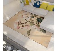 WEECHAINGE Tapis de Salon en Fleurs de Prunier 120x150cm Tapis à Fleurs Aquarelle à l’Aquarelle Lavable Facile à Nettoyer Tapis Fin pour la décoration de la Chambre d’Adulte sur Le Balcon