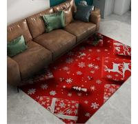 WEECHAINGE Tapis décoratif Classique Noël Boîtes noël à Motif Flocons Neige Lavable Tapis Doux à Poil Bas Ultra-Fin pour Une décoration intérieure Festive 180x240cm