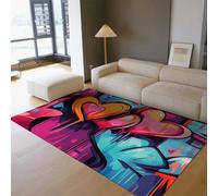 WEECHAINGE Tapis en Forme de cœur en Forme de Graffiti lavables pour Salon 180x240cm Tapis coloré et Duveteux antidérapant pour la décoration des dortoirs d’Ados